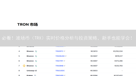 必看！波场币（TRX）实时价格分析与投资策略，新手也能学会！